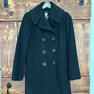 J. Crew Women's Elegant Black Pea Coat